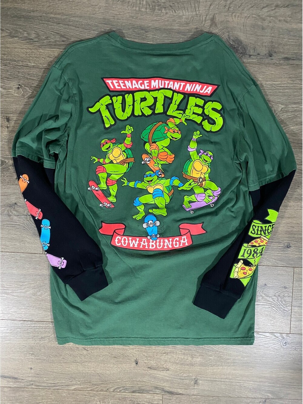 TMNT Teenage Mutant Ninja Turtles Shirt Mens L Green Long Sleeve Skateboard